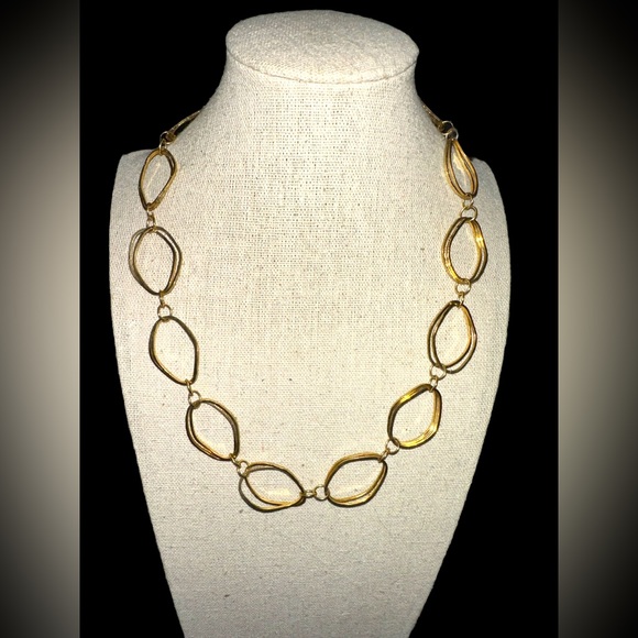 Etienne Aigner Gold Tone Double Asymmetric Oval Link Necklace 18-20” 🤩 - Picture 1 of 7